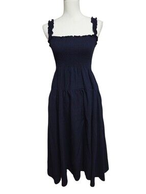 CAARA Calypso Tiered Navy Blue Sundress Size Small